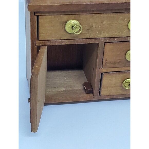 VTG  Shackman Dollhouse Miniatures NIB Wood Dresser Chest Drawers + Mirror - Picture 7 of 15